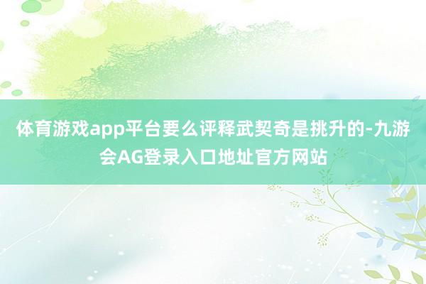 体育游戏app平台要么评释武契奇是挑升的-九游会AG登录入口地址官方网站