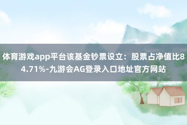 体育游戏app平台该基金钞票设立：股票占净值比84.71%-九游会AG登录入口地址官方网站