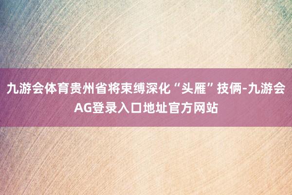 九游会体育贵州省将束缚深化“头雁”技俩-九游会AG登录入口地址官方网站
